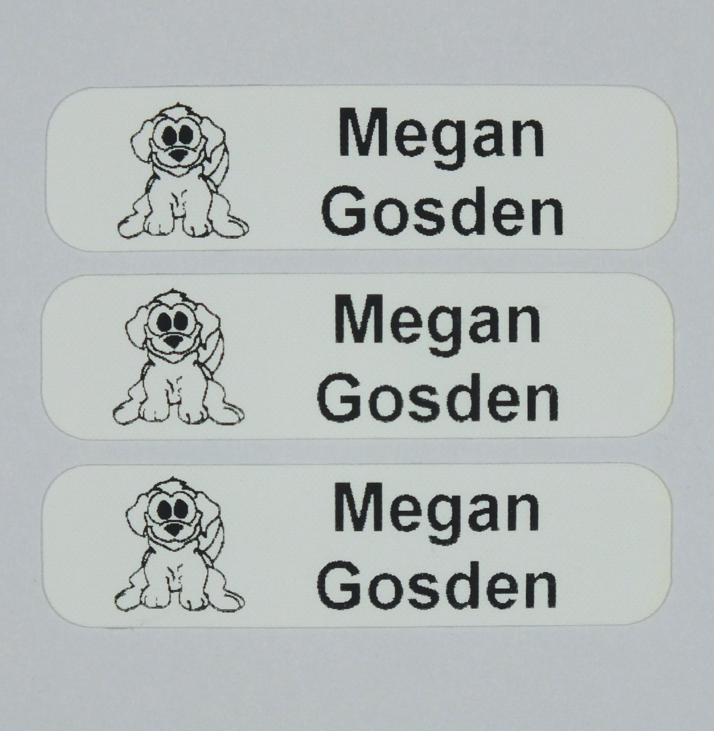 Puppy Iron-On character name label