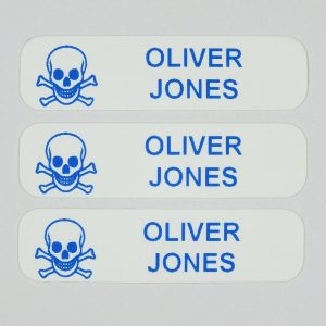 Skull and Crossbones Iron-On character name label