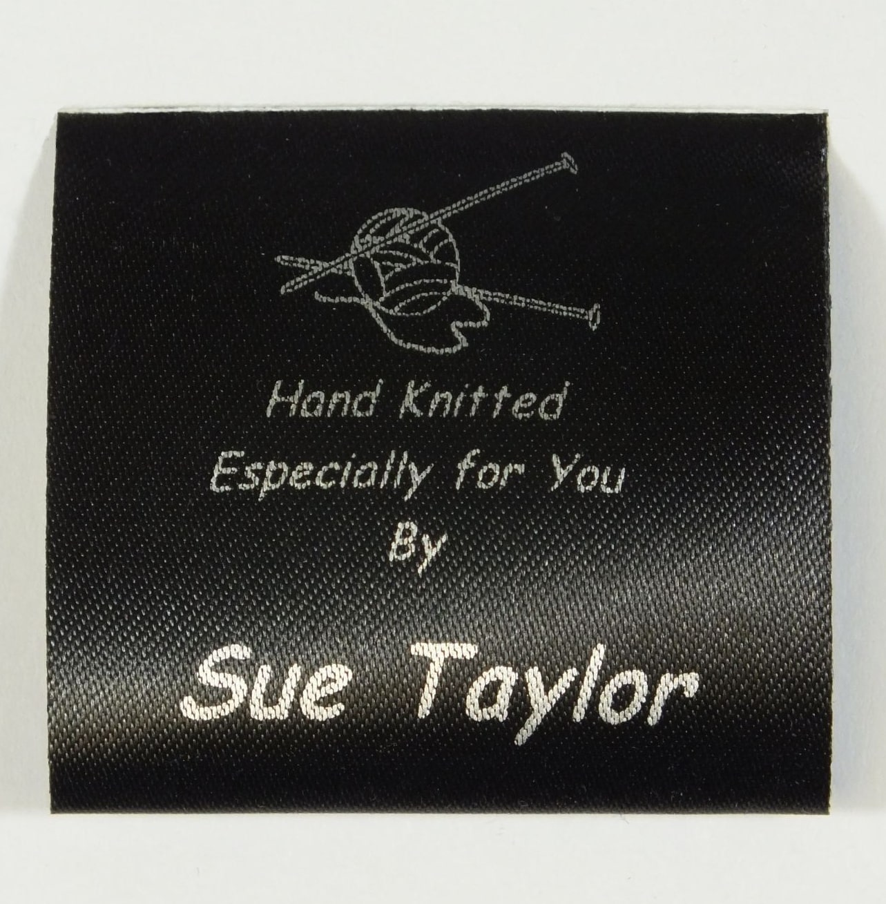 Black Labels for Knitting personalised for you in either Silver or Gold ink.