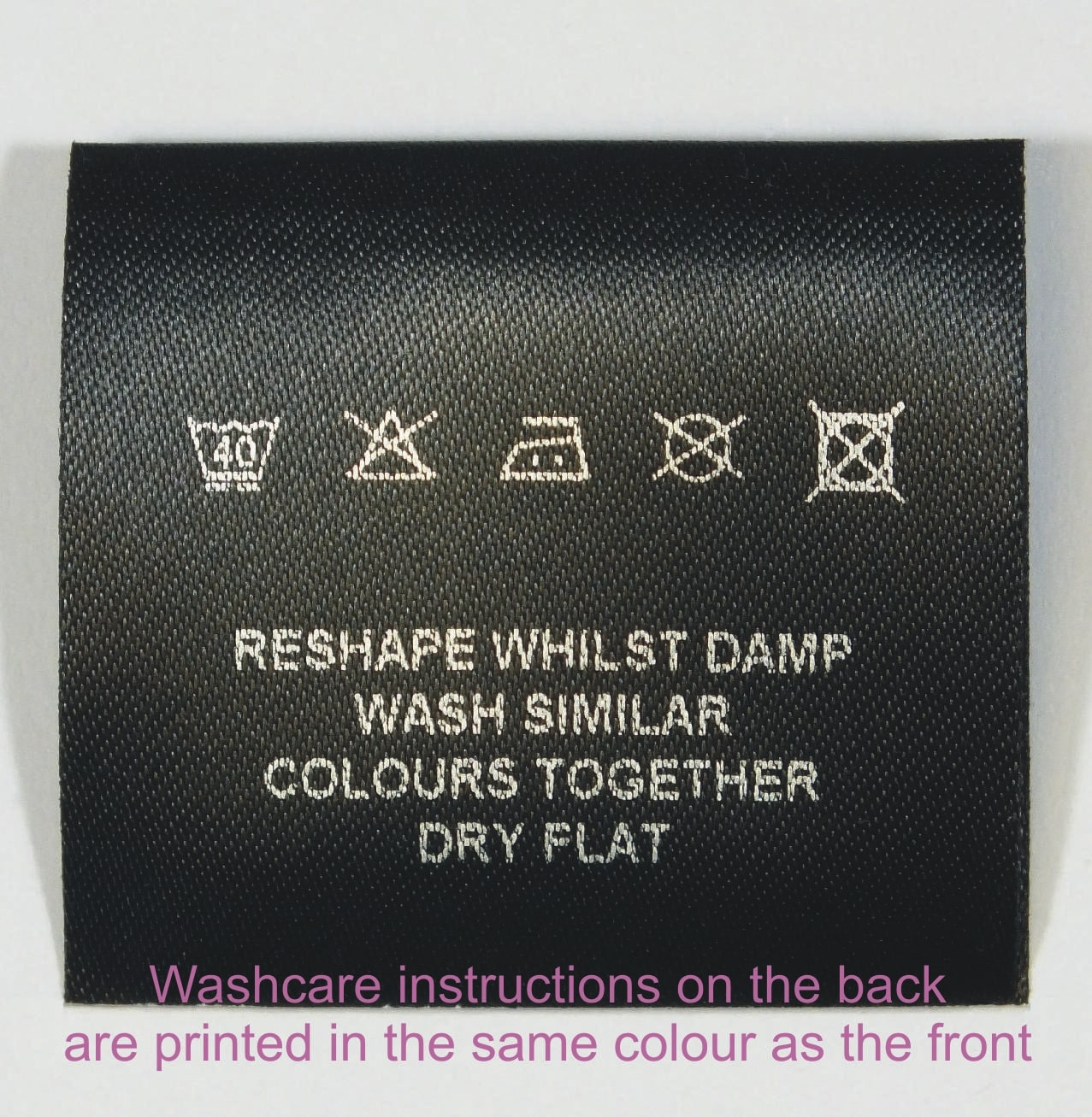 The reverse of Sew Craft loop-fold Garment Label