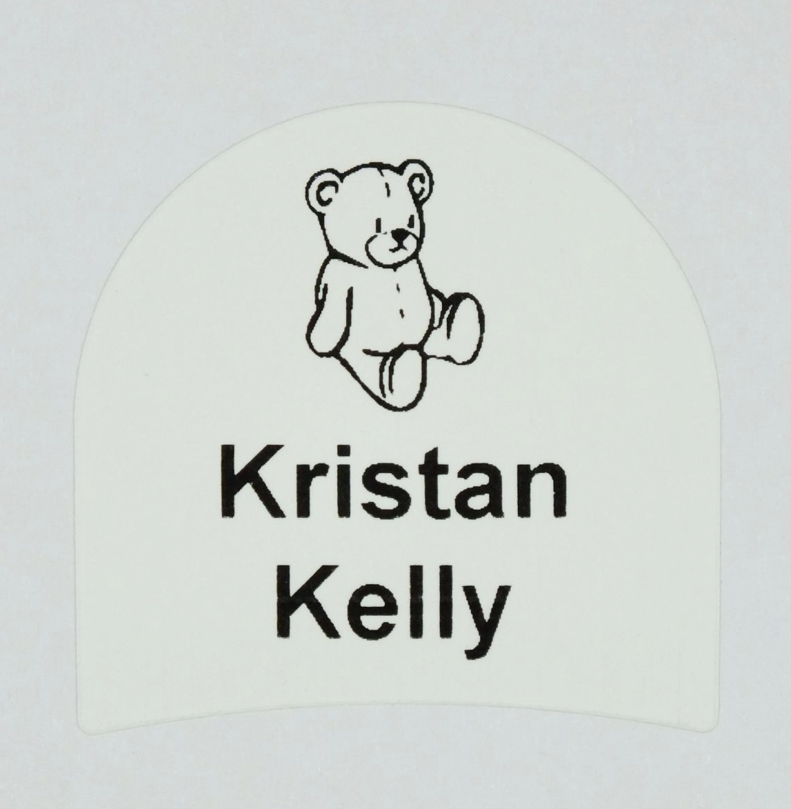 School shoe label with your childs name and Teddie Bear picture.