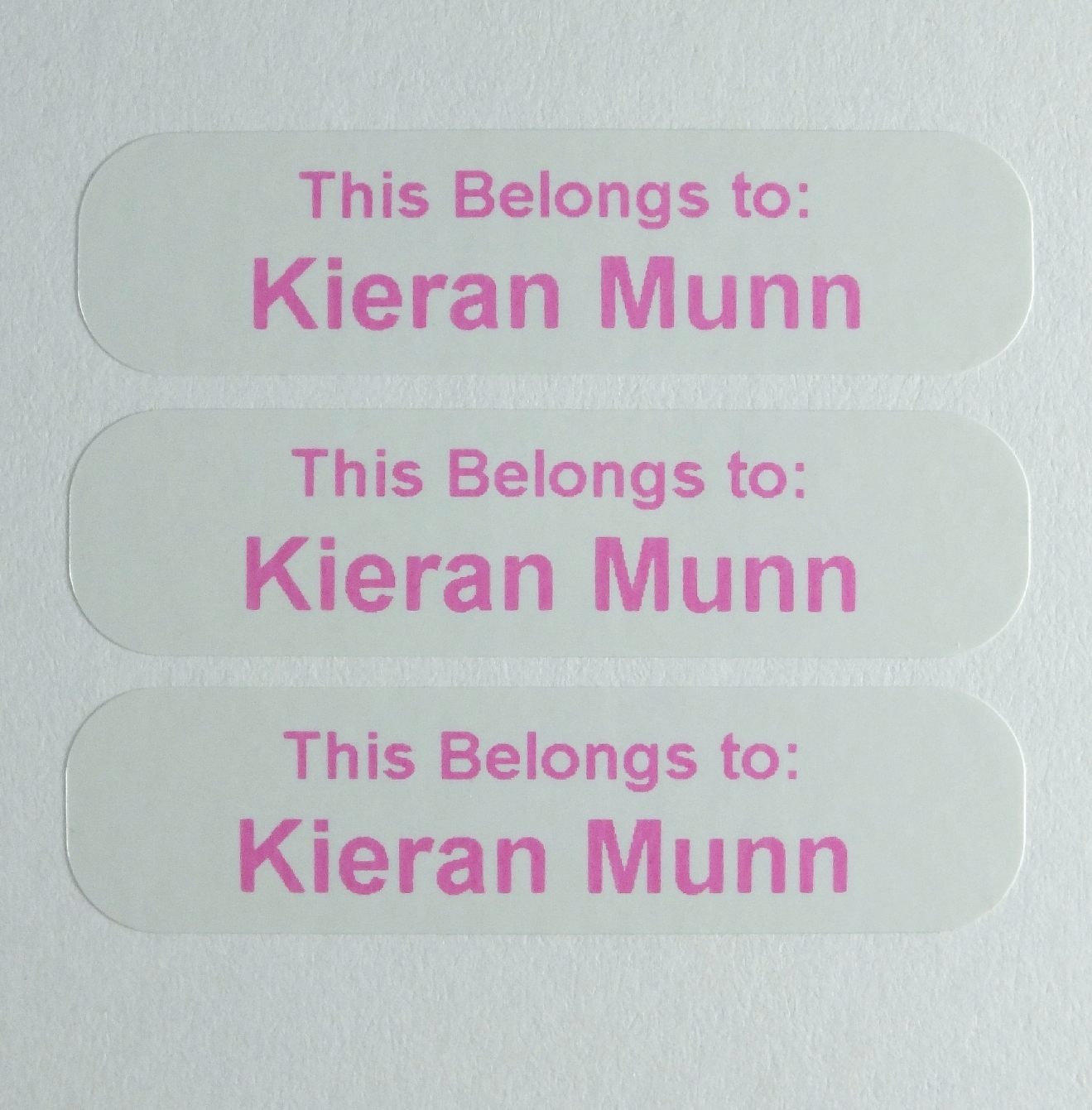 Available in Red, Pink, Green, Blue and Black Text.
